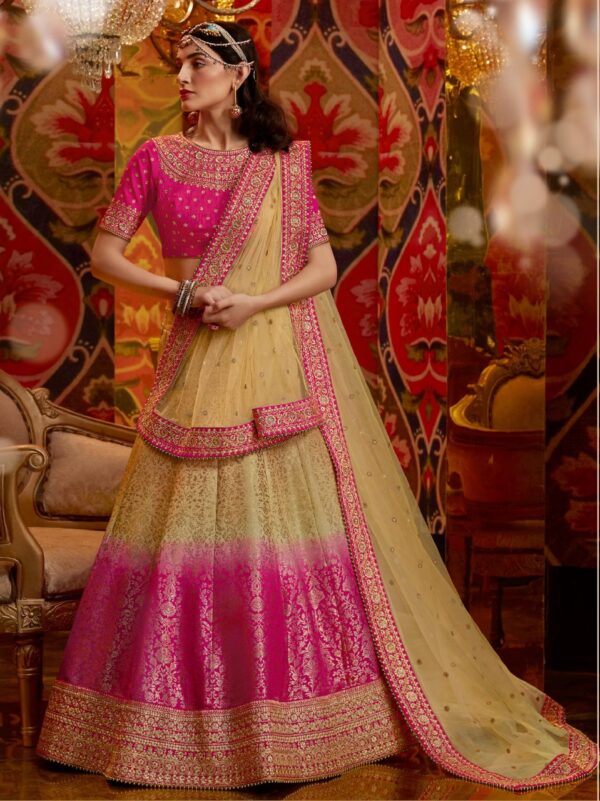 Peach Pink Embroidered Lehenga