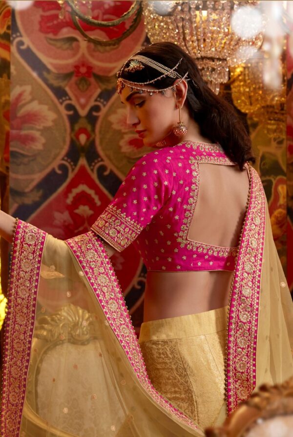 Peach Pink Embroidered Lehenga
