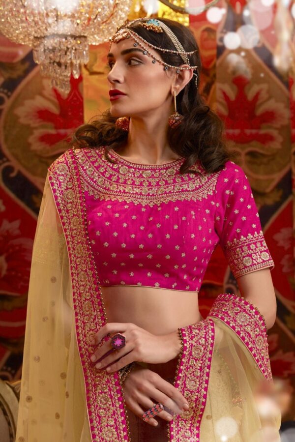 Peach Pink Embroidered Lehenga