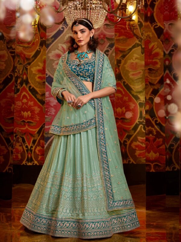 Sapphire Blue Embroidered Lehenga