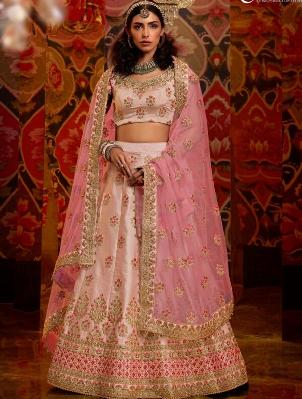 Peach Embroidered Lehenga