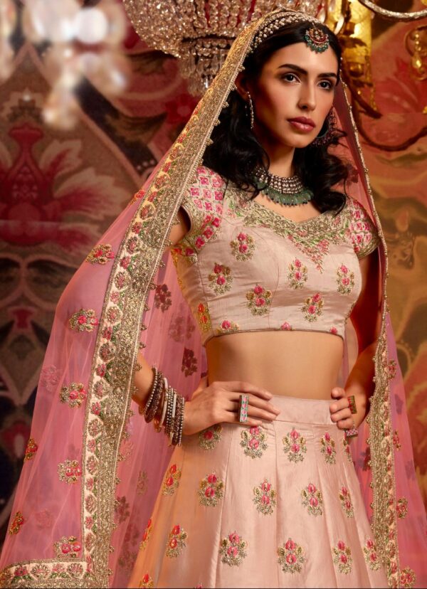 Peach Embroidered Lehenga