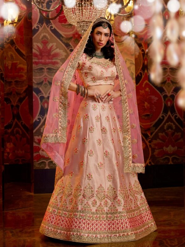 Peach Embroidered Lehenga