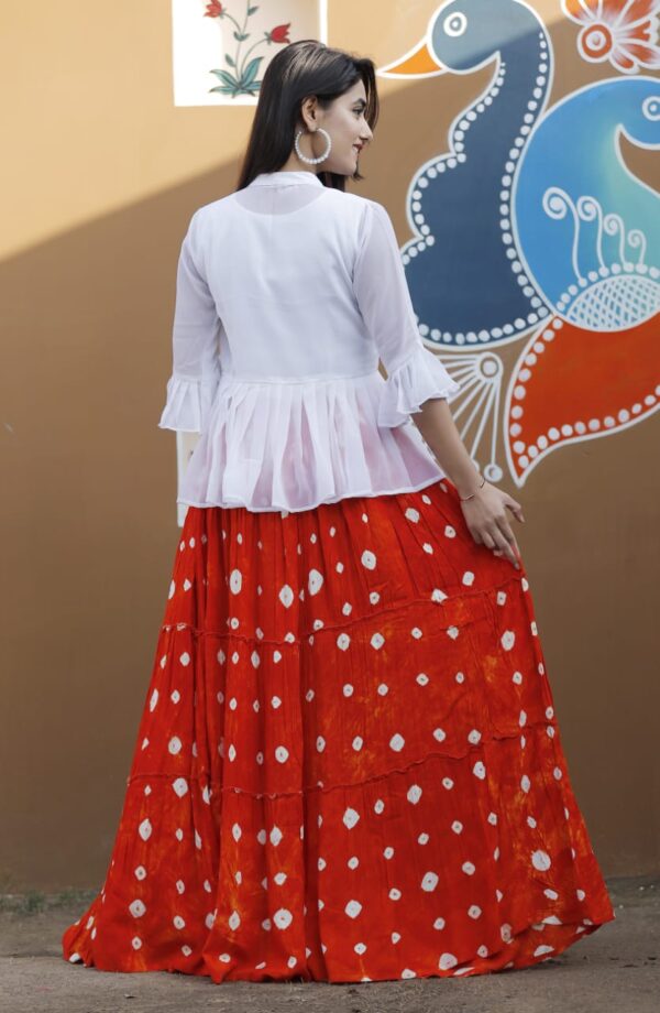 Red Skirt with White Top