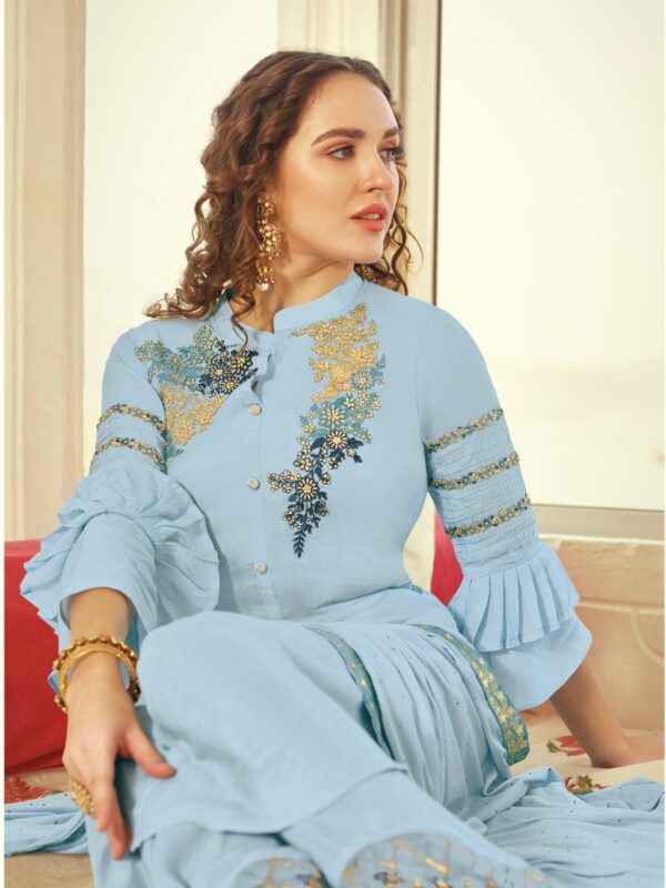 Arctic Blue Palazzo Set with Dupatta