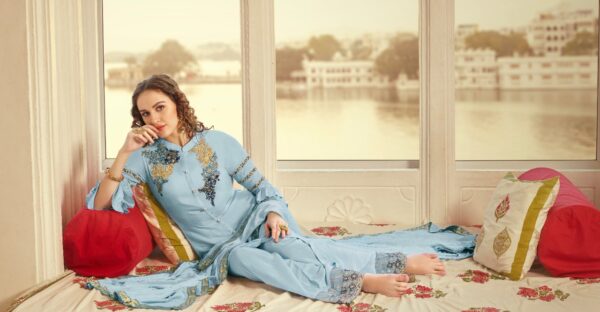 Arctic Blue Palazzo Set with Dupatta