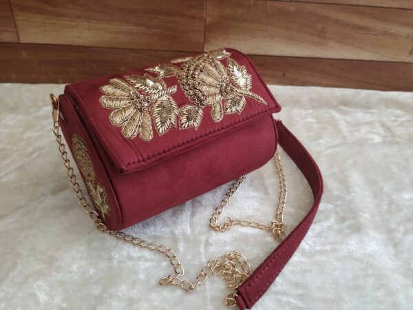 Maroon Embroidered Sling Bags