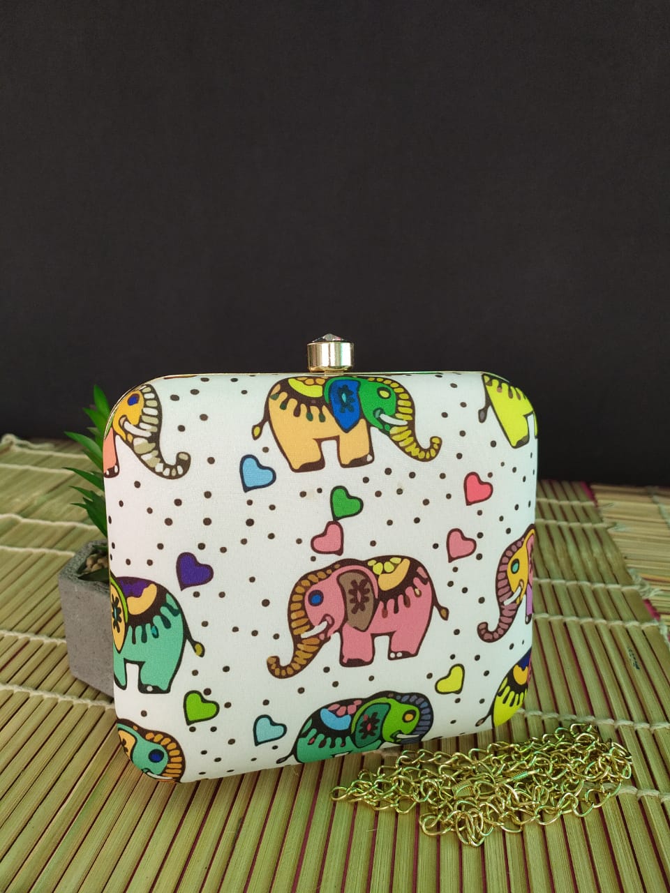 Elephant Print Trendy Multicolour Clutch