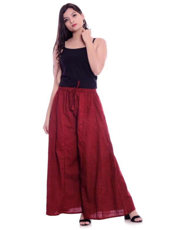 Plain Maroon Cotton Palazzo